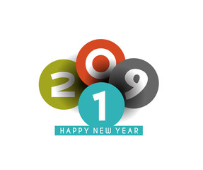 Happy New Year 2019 Text Design Patter, Vector illustration.