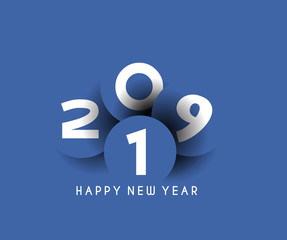 Happy New Year 2019 Text Design Patter, Vector illustration.