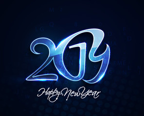 Happy New Year 2019 Text Design Patter, Vector illustration.