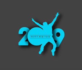 Happy new year 2018 Text with jumping men design, Vector illustration.