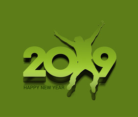 Happy new year 2018 Text with Jumping Men Peel off Paper Design Patter, Vector illustration.