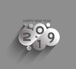 Happy New Year 2019 Text Peel off Paper Design  Patter, Vector illustration.