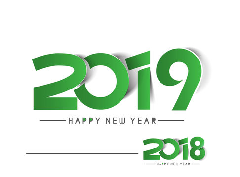 Happy New Year 2019 & 2018 Text Peel off Paper Design  Patter, Vector illustration.