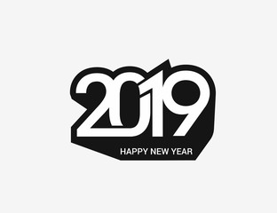 Happy New Year 2019 Text Design Patter, Vector illustration.