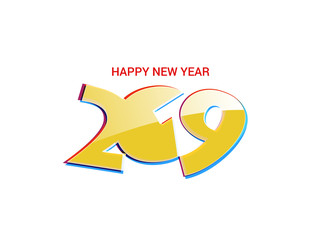 Happy New Year 2019 Glowing Text Design Patter, Vector illustration.