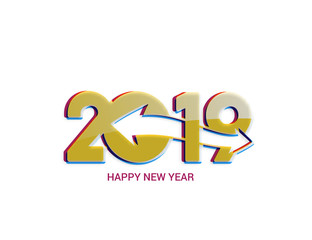 Happy New Year 2019 Text Design Patter, Vector illustration.