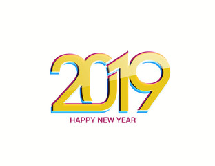 Happy New Year 2019 Text Design Patter, Vector illustration.