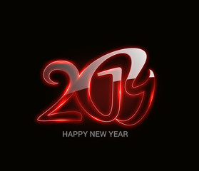 Happy New Year 2019 Glowing Text Design Patter, Vector illustration.
