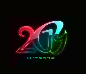 Happy New Year 2019 Glowing Text Design Patter, Vector illustration.