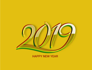 Happy New Year 2019 Glowing Text Design Patter, Vector illustration.