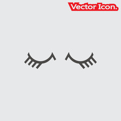 Sleeping eyes outline icon isolated sign symbol and flat style for app, web and digital design. Vector illustration.