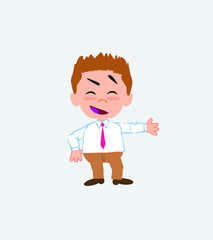 Businessman in casual style showing something in an optimistic and positive attitude.