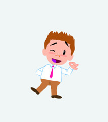 Businessman in casual style doing the OK sign with his hand.