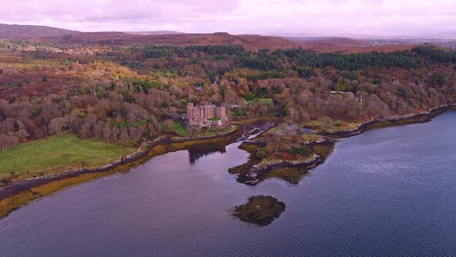 Flying over the beautiful west coast close to Dunvegan Castle - Scotland