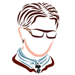 Young man in business clothes and glasses, style