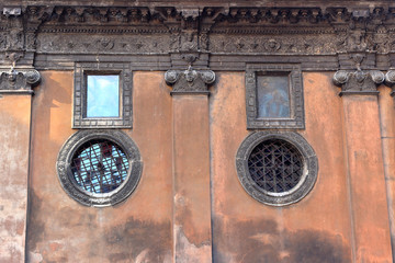 Fragment of the exterior of Chapel of Boim in Lviv, Ukraine. Decoration of facade of Chapel of Boim. It's a part of Lviv's Old Town, a UNESCO World Heritage Site.