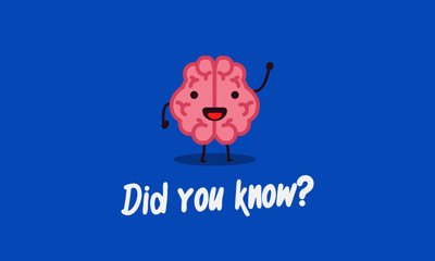 Did You Know with Brain Cartoon Vector Illustration