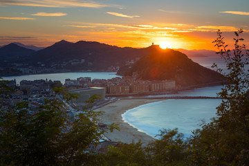 Sunset above Donostia-San Sebastian at Basque Country.