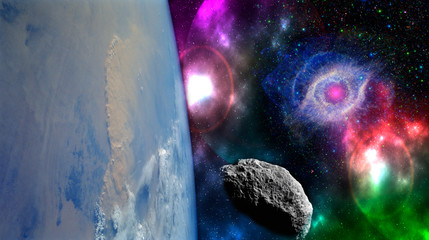 close up planet earth biosphere in space with stars and galaxy on background. Elements of this image furnished by NASA. f