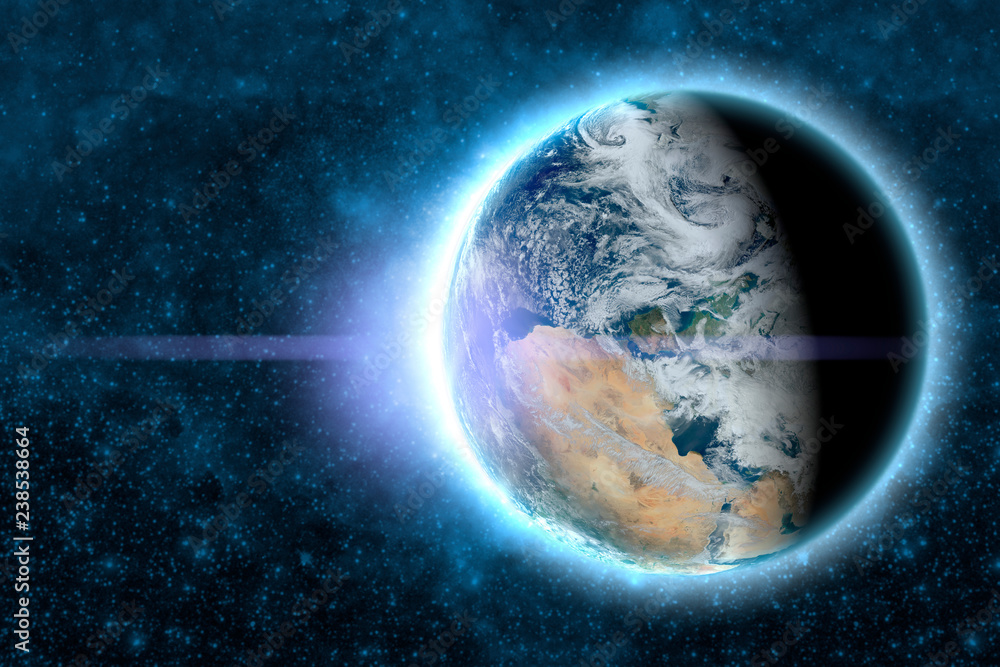 Wall mural planet earth with glow circuit in outer galaxy space. elements of this image furnished by nasa f