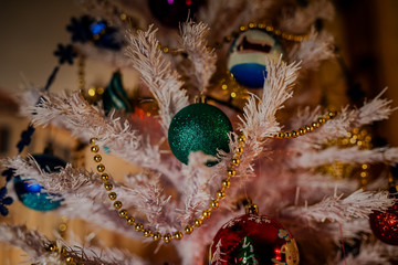 Toys on the Christmas tree for the new year. Christmas toy. New year.