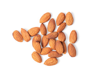 Almond nuts isolated on white background