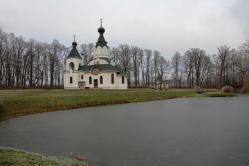 Fototapeta na wymiar Exterior of the Church of the Mother of God's Sovereign Icon, Izobilnoe, Russia