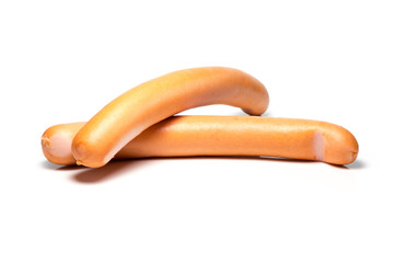 sausages set against white background