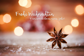 Frohe Weihnachten und ein wunderbares neues Jahr - Sternanis und festlicher Hintergrund