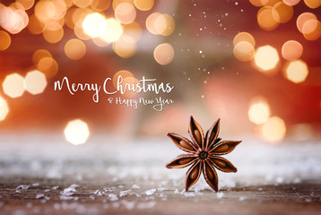 Merry Christmas - weihnachtlicher Hintergrund mit winterlichen Gewürzen und romantischer Stimmung