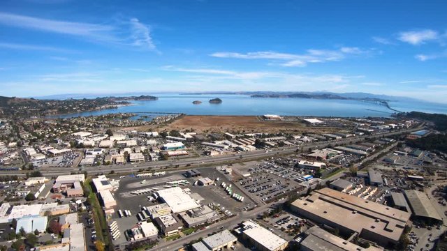 San Rafael California Aerial View From Helicopter Sunny Day