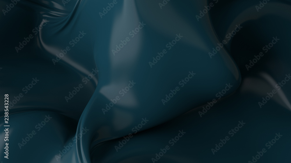 Poster 3d render abstract background with elegant deformed cloth piece. smooth fabric with curls, twists, s