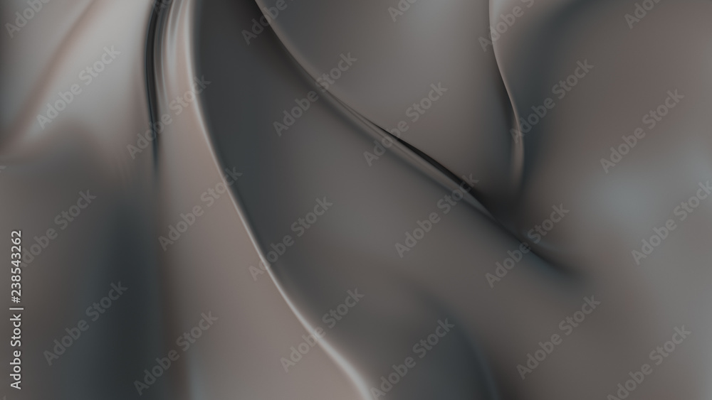 Poster 3d render abstract background with elegant deformed cloth piece. smooth fabric with curls, twists, s