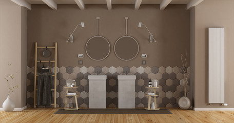 Elegant bathroom with double washbasin