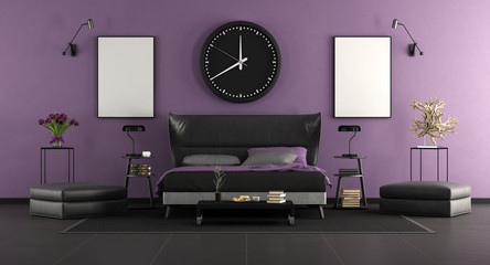 Black and purple master bedroom