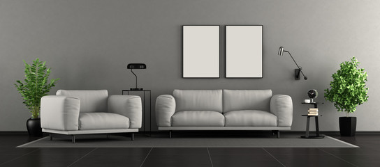 Black and white modern living room