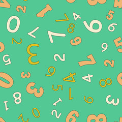 Seamless vector EPS 10 pattern with different numbers. School and Education concept