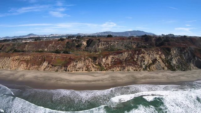 Thornton State Beach Daly City California Aerial View Bluffs Sandy Beach Coast