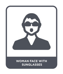 woman face with sunglasses icon vector