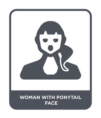 woman with ponytail face icon vector