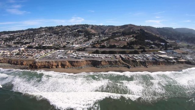Pacifica Coastline Edgemar Pacific Manor Neighborhood Aerial Above Sea Beach View