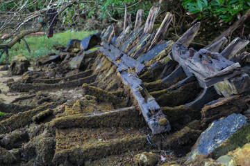 vieille épave de bateau échoué