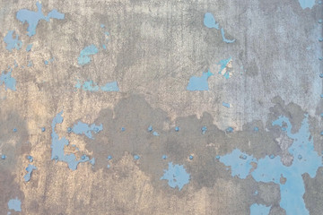 Blue paint on metal iron texture with stripped paint