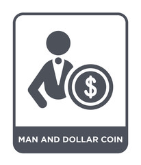man and dollar coin icon vector