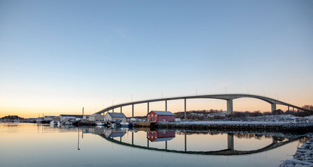 A cold winter day at Brønnøysund bridge Northern Norway