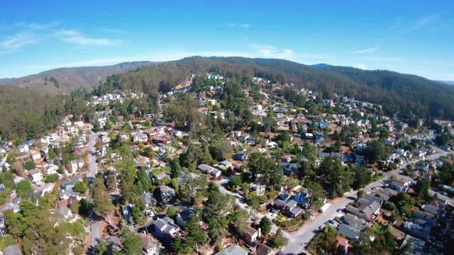 Flying Over Montara CA USA Neighborhoods View From Helicopter