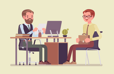 HR interview, screening, talking with job applicant