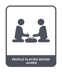 people playing board games icon vector