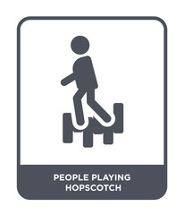 people playing hopscotch icon vector