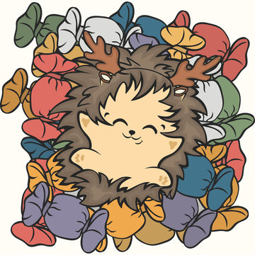 recommend clip art: Cute hedgehog lie on sweets vector image. Hedgehog sweet tooth. Happy cartoon hedgehog and sweet life. Hedgehog dreams of sweets. Mountain of candies in multi-colored wrappers. Confectioner's shop